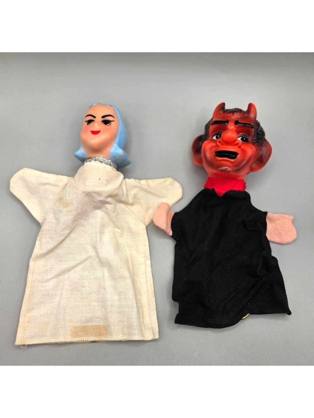 Vintage 1960s Hand Puppets Lot Devil & Storyland Evil Woman Japan MPI Toys